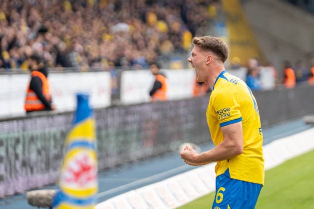 Germany Soccer, 2 Bundesliga, 33 Matchday 2025 26, Eintracht Braunschweig Dynamo Dresden on 09 05 in Braunschweig, Eintracht Stadion Goal 1 0 Florian Flick Eintracht Braunschweig 6 Cheers, joy, emotions, goal celebration Copyright: xSvenxHeidmannx