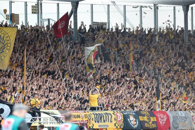 Braunschweig vs Dresden, 2 BL Braunschweig, 09 05 2026, Football, Men, 2 BL, Season 2025 2026, Eintracht Braunschweig vs FC Dynamo Dresden Dynamo Dresden Fanblock DFL DFB REGULATIONS PROHIBIT ANY USE OF PHOTOGRAPHS as IMAGE SEQUENCES and or QUASI VIDEO Stadion an der Hamburger Straße Niedersachsen Germany