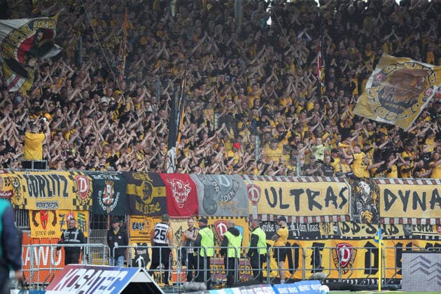 Braunschweig vs Dresden, 2 BL Braunschweig, 09 05 2026, Football, Men, 2 BL, Season 2025 2026, Eintracht Braunschweig vs FC Dynamo Dresden Dynamo Dresden Fanblock DFL DFB REGULATIONS PROHIBIT ANY USE OF PHOTOGRAPHS as IMAGE SEQUENCES and or QUASI VIDEO Stadion an der Hamburger Straße Niedersachsen Germany