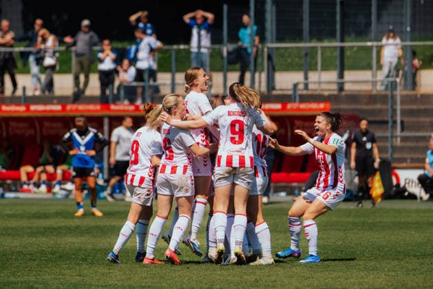 09.05.26, Women, Football, Google Pixel Frauen Bundesliga, Season 2025 2026, 1.FC Köln vs. Hamburger SV, Matchday 25 Player of 1.FC Köln celebration of Dora Zeller ( 19 - 1. FC Köln) goal for the 2:1 Cologne Franz-Kremer-Stadium NRW Deutschland