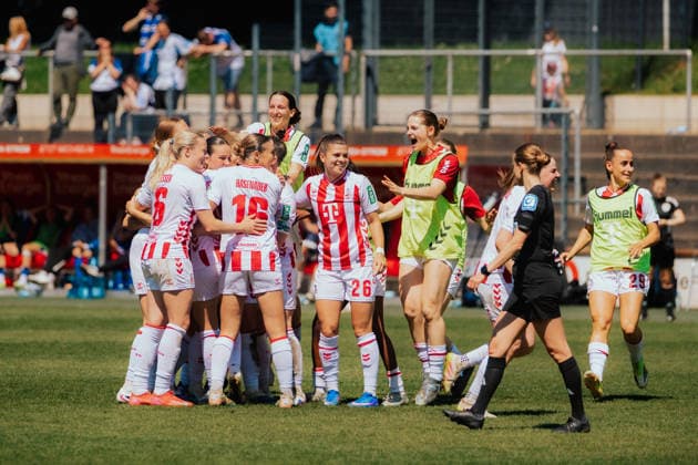 09.05.26, Women, Football, Google Pixel Frauen Bundesliga, Season 2025 2026, 1.FC Köln vs. Hamburger SV, Matchday 25 Player of 1.FC Köln celebration of Dora Zeller ( 19 - 1. FC Köln) goal for the 2:1 Cologne Franz-Kremer-Stadium NRW Deutschland