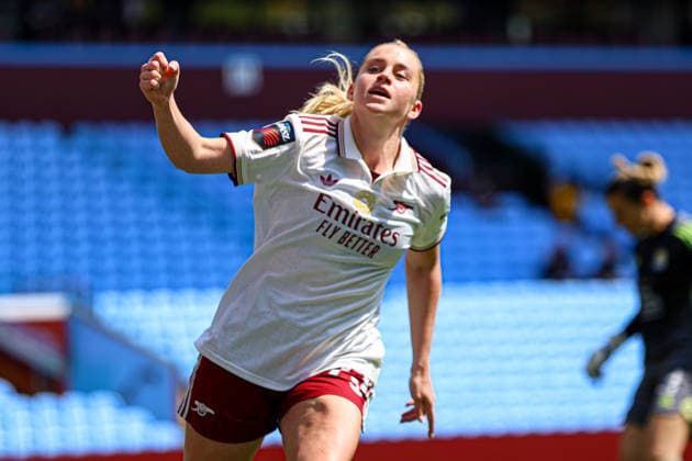 BIRMINGHAM, ENGLAND - May 09: Alessia Russo of Arsenal celebrates scoring her second goal during the Barclays Womens Super League game between Aston Villa and Arsenal at Villa Park, May 09 in Birmingham, England Copyright: xNataliexMincher SPPx Sportspressphoto_SPR142964