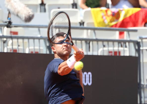 May 9, 2026, Rome, Lazio, Italy: PABLO LLAMAS of Spain during the match against C. Moutet of France in the second round of tennis tournament WTA, Tennis Damen 1000 Internazionali BNL DÃ¢â‚¬â ¢Italia, Rome, Italy. Llamas won 6:4, 3:6, 7:6 Rome Italy - ZUMAc278 20260509_zsp_c278_018 Copyright: xMarcinxCholewinskix