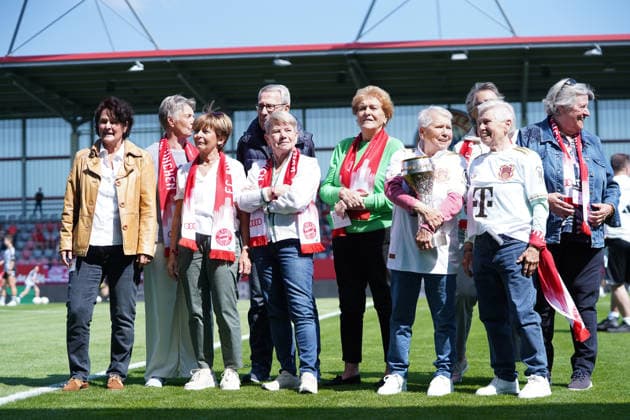 The first German champions of FC Bayern in front of the Google Pixel Womens Bundesliga match FC Bayern Munich Eintracht Frankfurt on 09 05 2026 Munich FC Bayern Campus Germany Germany