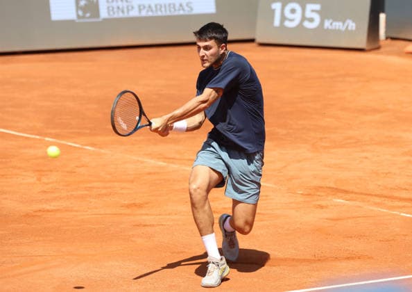 May 9, 2026, Rome, Lazio, Italy: PABLO LLAMAS of Spain during the match against C. Moutet of France in the second round of tennis tournament WTA, Tennis Damen 1000 Internazionali BNL DÃ¢â‚¬â ¢Italia, Rome, Italy. Llamas won 6:4, 3:6, 7:6 Tennis, Internazionali BNL DÃ¢â‚¬â ¢Italia 2026 - Pablo Llamas 6:4, 3:6, 7:6 (7-4)  - ZUMAc278 20260509_zsp_c278_025 Copyright: xMarcinxCholewinskix