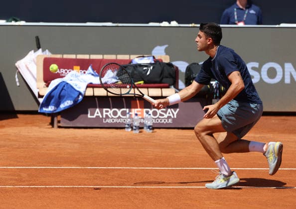 May 9, 2026, Rome, Lazio, Italy: PABLO LLAMAS of Spain during the match against C. Moutet of France in the second round of tennis tournament WTA, Tennis Damen 1000 Internazionali BNL DÃ¢â‚¬â ¢Italia, Rome, Italy. Llamas won 6:4, 3:6, 7:6 Tennis, Internazionali BNL DÃ¢â‚¬â ¢Italia 2026 - Pablo Llamas 6:4, 3:6, 7:6 (7-4)  - ZUMAc278 20260509_zsp_c278_026 Copyright: xMarcinxCholewinskix