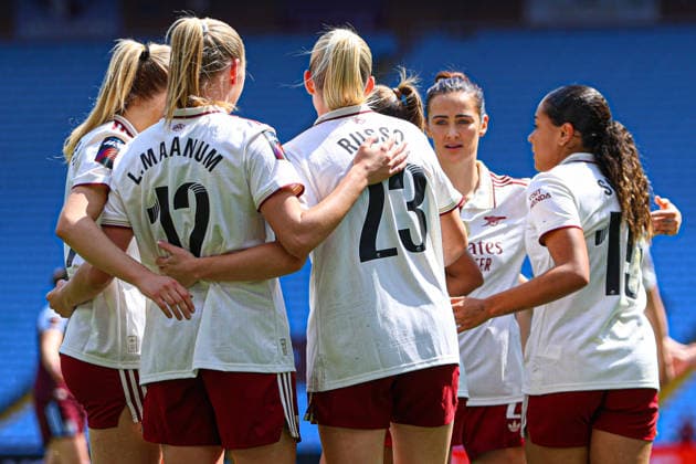 BIRMINGHAM, ENGLAND - May 09: Alessia Russo of Arsenal celebrates scoring her second goal during the Barclays Womens Super League game between Aston Villa and Arsenal at Villa Park, May 09 in Birmingham, England Copyright: xNataliexMincher SPPx Sportspressphoto_SPR142977