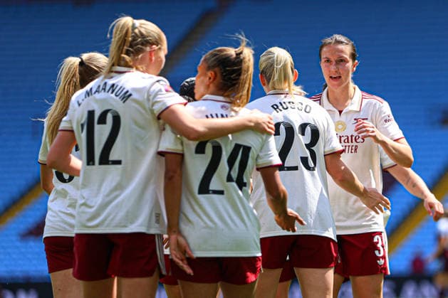 BIRMINGHAM, ENGLAND - May 09: Alessia Russo of Arsenal celebrates scoring her second goal during the Barclays Womens Super League game between Aston Villa and Arsenal at Villa Park, May 09 in Birmingham, England Copyright: xNataliexMincher SPPx Sportspressphoto_SPR142982