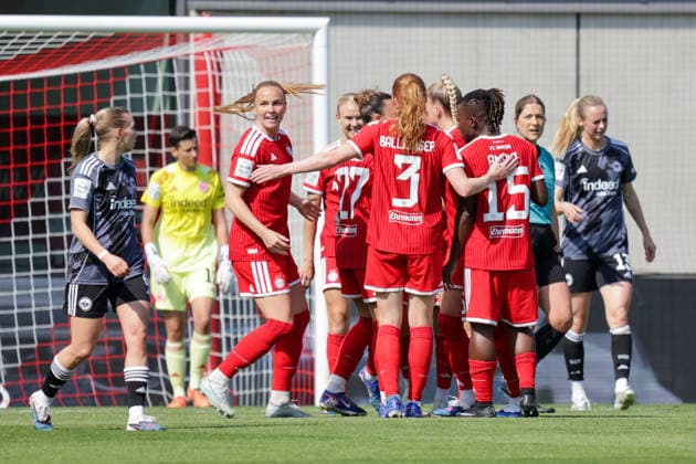 09 05 2026, xgrfx, Soccer Google Pixel Women Bundesliga, FC Bayern Muenchen Eintracht Frankfurt v l Goal, Arianna Caruso to 1 0 FC Bayern Munich DFL DFB REGULATIONS PROHIBIT ANY USE OF PHOTOGRAPHS as IMAGE SEQUENCES and or QUASI VIDEO Muenchen