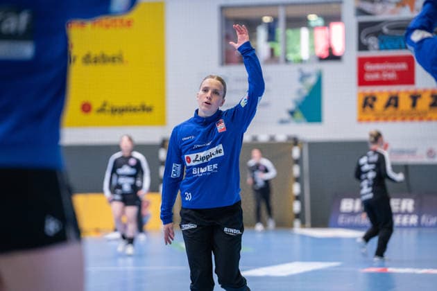 HSG Blomberg Lippe GER vs Thueringer HC GER Handball, 1 Handball Bundesliga Women, Semifinal, Match 3, 9 5 2026, Season 2025 2026, Blomberg Alexia Hauf HSG Blomberg Lippe, 31 at the Aufwaermen Blomberg Sporthalle an der Ulmenallee Germany
