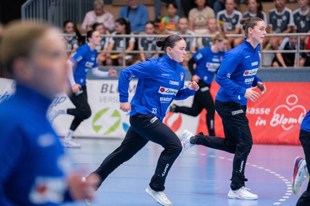 HSG Blomberg Lippe GER vs Thueringer HC GER Handball, 1 Handball Bundesliga Women, Semifinal, Match 3, 9 5 2026, Season 2025 2026, Blomberg Elin Magnusdottir HSG Blomberg Lippe, 33 at Aufwearmen Blomberg Sporthalle an der Ulmenallee Germany