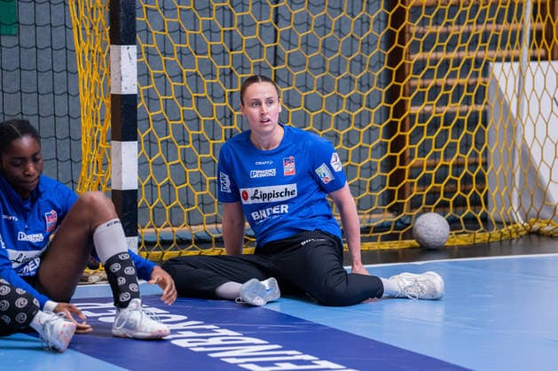 HSG Blomberg Lippe GER vs Thueringer HC GER Handball, 1 Handball Bundesliga Women, Semifinal, Match 3, 9 5 2026, Season 2025 2026, Blomberg Malin Sandberg HSG Blomberg Lippe, 28 at the Aufwaermen Blomberg Sporthalle an der Ulmenallee Germany