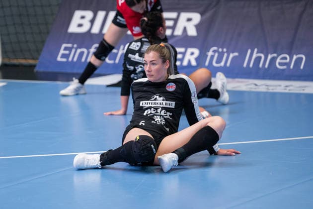 HSG Blomberg Lippe GER vs Thueringer HC GER Handball, 1 Handball Bundesliga Women, Semifinal, Match 3, 9 5 2026, Season 2025 2026, Blomberg Nathalie Hendrikse Thueringer HC, 06 at Aufwaermen Blomberg Sporthalle an der Ulmenallee Germany
