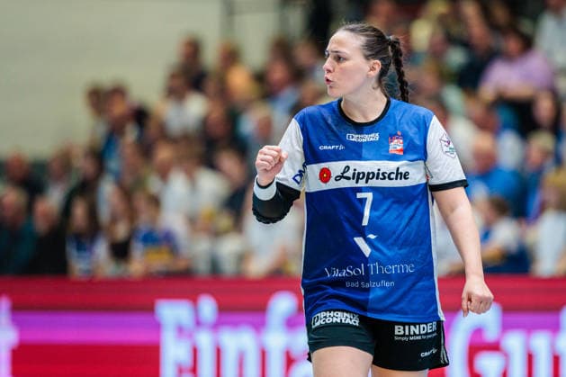 Diana Magnusdottir HSG Blomberg Lippe, 07 in jubilation GER, HSG Blomberg Lippe vs Thueringer HC, Handball, 1 Bundesliga Women, Play Offs, Semifinal, Match 3, 09 05 2026 GER, HSG Blomberg Lippe vs Thueringer HC, Handball, 1 Bundesliga Women, Play Offs, Semifinal, Match 3, 09 05 2026 Blomberg Copyright: xEibner-Pressefoto JanxRollingerx EP_JSK