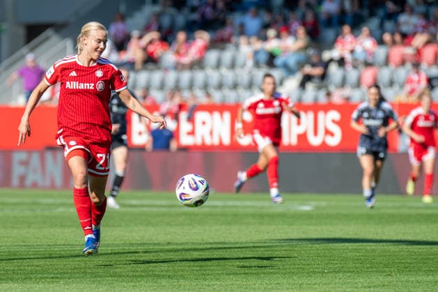 Pernille Harder 21 Bayern in action at the Google Pixel Womens Bundesliga match FC Bayern Munich Eintracht Frankfurt on 09 05 2026 Munich FC Bayern Campus Germany Germany Germany