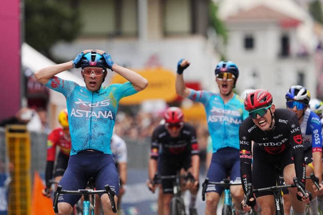 Uruguay™s Guillermo Thomas Silva Coussan of XDS Astana Team stage winner during Stage 2 of the Giro d™Italia, from Burgas to Veliko Tarnovo, Bulgaria, Saturday, May 9, 2026.  Copyright: xMassimoxPaolone LaPressex