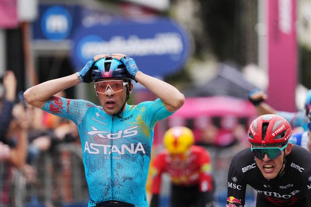 Uruguay™s Guillermo Thomas Silva Coussan of XDS Astana Team stage winner during Stage 2 of the Giro d™Italia, from Burgas to Veliko Tarnovo, Bulgaria, Saturday, May 9, 2026.  Copyright: xMassimoxPaolone LaPressex