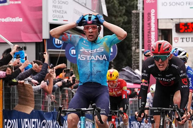 Uruguay™s Guillermo Thomas Silva Coussan of XDS Astana Team stage winner during Stage 2 of the Giro d™Italia, from Burgas to Veliko Tarnovo, Bulgaria, Saturday, May 9, 2026.  Copyright: xGianxMattiaxD Alberto LaPressex