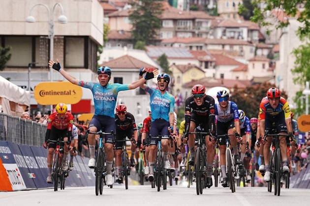 Uruguay™s Guillermo Thomas Silva Coussan of XDS Astana Team stage winner during Stage 2 of the Giro d™Italia, from Burgas to Veliko Tarnovo, Bulgaria, Saturday, May 9, 2026.  Copyright: xGianxMattiaxD Alberto LaPressex