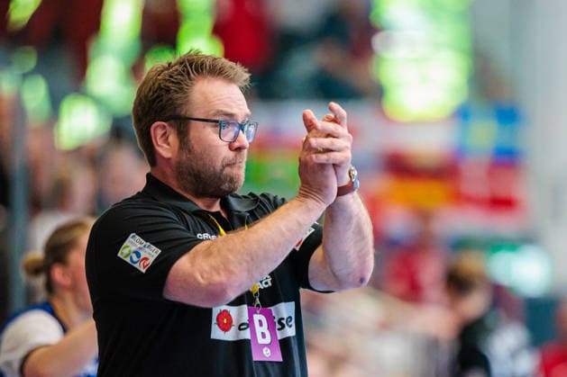 Steffen Birkner HSG Blomberg Lippe, Coach in jubilation GER, HSG Blomberg Lippe vs Thueringer HC, Handball, 1 Bundesliga Women, Play Offs, Semi-final, Match 3, 09 05 2026 GER, HSG Blomberg Lippe vs Thueringer HC, Handball, 1 Bundesliga Women, Play Offs, Semi-final, Match 3, 09 05 2026 Blomberg Copyright: xEibner-Pressefoto JanxRollingerx EP_JSK