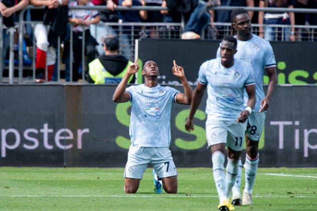Udinese s Idrissa Gueye celebrates after scoring the goal for 0-2 during the Serie A soccer match between Cagliari Calcio and Udinese at the Unipol Domus in Cagliari, Sardinia - Saturday 9th May. - Soccer  Copyright: xGianlucaxZuddas LaPressex