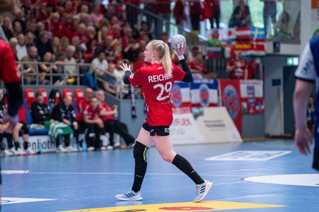 HSG Blomberg Lippe GER vs Thueringer HC GER Handball, 1 Handball Bundesliga Women, Semifinal, Match 3, 9 5 2026, Season 2025 2026, Blomberg Johanna Reichert Thueringer HC, 29 at the match setup Blomberg Sporthalle an der Ulmenallee Germany