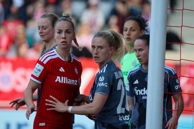 Munich, Germany 09 May 2026 1 Womens Bundesliga 25 Matchday FC Bayern Munich vs Eintracht Frankfurt In the picture from left Giulia Gwinn FCB and Rebecka Blomqvist SGE Copyright: HMBxMedia MadeleinexFantini