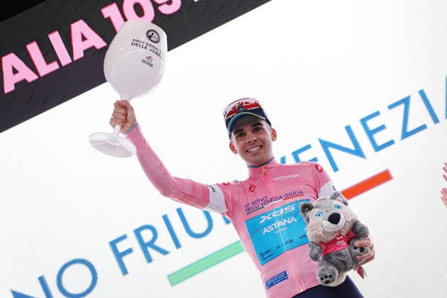 Guillermo Thomas Silva (XDS Astana Team) Pink Jersey during Stage 2 of the Giro d™Italia, from Burgas to Veliko Tarnovo, Bulgaria, Saturday, May 9, 2026.  Copyright: xGianxMattiaxD Alberto LaPressex