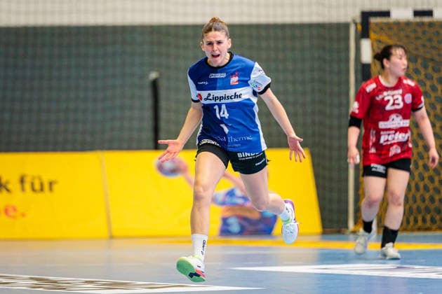 Ona Vegue HSG Blomberg Lippe, 14 in goal celebration GER, HSG Blomberg Lippe vs Thueringer HC, Handball, 1 Bundesliga Women, Play Offs, Semifinal, Match 3, 09 05 2026 GER, HSG Blomberg Lippe vs Thueringer HC, Handball, 1 Bundesliga Women, Play Offs, Semifinal, Match 3, 09 05 2026 Blomberg Copyright: xEibner-Pressefoto JanxRollingerx EP_JSK