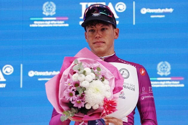 ITA - Italian Trade Agency - Paul Magnier (Soudal Quick-Step) Cyclamen Jersey during Stage 2 of the Giro d™Italia, from Burgas to Veliko Tarnovo, Bulgaria, Saturday, May 9, 2026.  Copyright: xGianxMattiaxD Alberto LaPressex