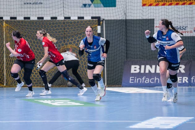 HSG Blomberg Lippe GER vs Thueringer HC GER Handball, 1 Handball Bundesliga Women, Semifinal, Match 3, 9 5 2026, Season 2025 2026, Blomberg Nieke Kuehne HSG Blomberg Lippe, 09 cheers after a goal Blomberg Sporthalle an der Ulmenallee Germany