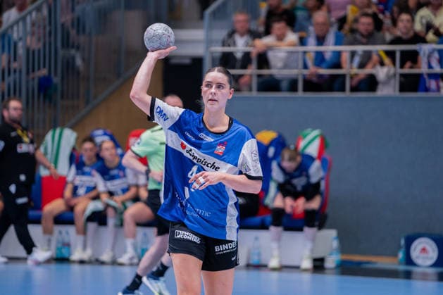 HSG Blomberg Lippe GER vs Thueringer HC GER Handball, 1 Handball Bundesliga Women, Semifinal, Match 3, 9 5 2026, Season 2025 2026, Blomberg Andrea Jacobsen HSG Blomberg Lippe, 04 at the match setup Blomberg Sporthalle an der Ulmenallee Germany