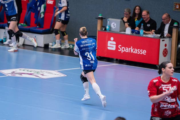 HSG Blomberg Lippe GER vs Thueringer HC GER Handball, 1 Handball Bundesliga Women, Semifinal, Match 3, 9 5 2026, Season 2025 2026, Blomberg Alexia Hauf HSG Blomberg Lippe, 31 cheers after a goal Blomberg Sporthalle an der Ulmenallee Germany