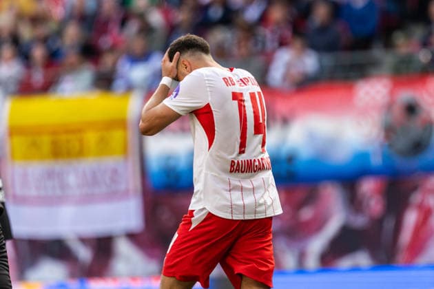 GER, Bundesliga, RB Leipzig - FC St. Pauli. 09.05.2026, Red Bull Arena, Leipzig, GER, Bundesliga, RB Leipzig - FC St. Pauli. Christoph Baumgartner (RB Leipzig 14) verzweifelt Â *** GER, Bundesliga, RB Leipzig FC St Pauli 09 05 2026, Red Bull Arena, Leipzig, GER, Bundesliga, RB Leipzig FC St Pauli Christoph Baumgartner RB Leipzig 14 desperate Â nordphotoxGmbHxx xAlexanderxTrienitz nph00051
