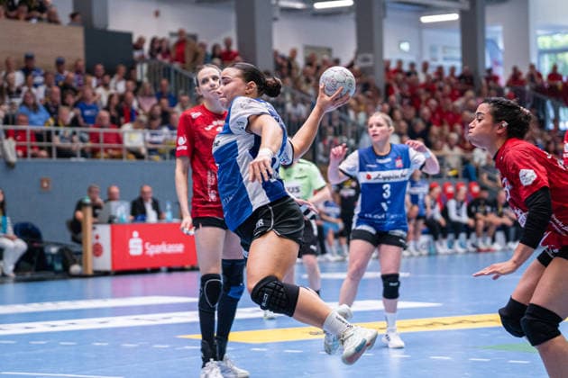 HSG Blomberg Lippe GER vs Thueringer HC GER Handball, 1 Handball Bundesliga Women, Semifinal, Match 3, 9 5 2026, Season 2025 2026, Blomberg Elin Magnusdottir HSG Blomberg Lippe, 33 in goal Blomberg Sporthalle an der Ulmenallee Germany