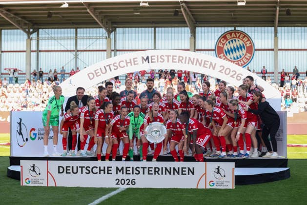 The footballers of FC Bayern Muenchen are German champions, championship celebration, champions, jubilation, emotions, cup, championship cup, GER, FC Bayern Muenchen vs Eintracht Frankfurt, football, Google Pixel Womens Bundesliga, 25 matchday, season 2025 2026, 09 05 2026, DFL DFB REGULATIONS PROHIBIT ANY USE OF PHOTOGRAPHS as IMAGE SEQUENCES and or QUASI VIDEO, GER, FC Bayern Muenchen vs Eintracht Frankfurt, Football, Google Pixel Womens Bundesliga, 25 Matchday, Season 2025 2026, 09 05 2026 Muenchen Copyright: xEibner-Pressefoto JennixMaulx EP_JML