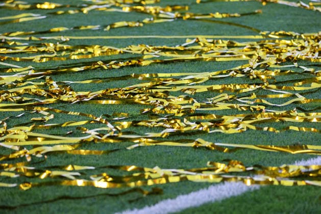 Munich, Germany 09 May 2026 1 Womens Bundesliga 25 Matchday FC Bayern Munich vs Eintracht Frankfurt In the picture symbolic photo confetti on the pitch Copyright: HMBxMedia MadeleinexFantini
