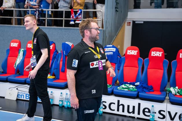 HSG Blomberg Lippe GER vs Thueringer HC GER Handball, 1 Handball Bundesliga Women, Semifinal, Game 3, 9 5 2026, Season 2025 2026, Blomberg Steffen Birkner HSG Blomberg Lippe, Coach is happy after the victory against Thueringer HC GER and the entry into the final Blomberg Sporthalle an der Ulmenallee Germany