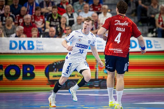 DAIKIN HBL SG Flensburg Handewitt vs. TBV Lemgo Lippe 09 05 26 Cheering goal celebration at Jarnes Faust Nr 35, TBV Lemgo Lippe DAIKIN HBL SG Flensburg Handewitt vs. TBV Lemgo Lippe, GP JOULE Arena on 09 05 26 Copyright: xBEAUTIFULxSPORTS MarioxM.xKobergx