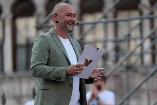 May 9, 2026, Venezia, Italy, Italy: Gianluca Di Marzio on Celebrations by Venezia FC and its fans after winning the Serie BKT championship and securing promotion to Serie A on 9 May, 2026, Venezia, Italy Venezia Italy - ZUMAr199 20260509_zsp_r199_044 Copyright: xMattiaxRadonix