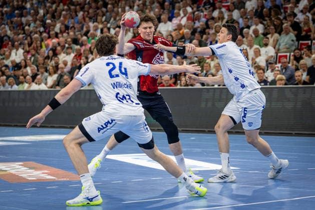 DAIKIN HBL SG Flensburg Handewitt vs TBV Lemgo Lippe 09 05 26 Lasse Kjaer Moller Nr 64, SG Flensburg Handewitt in attack DAIKIN HBL SG Flensburg Handewitt vs TBV Lemgo Lippe, GP JOULE Arena on 09 05 26 Copyright: xBEAUTIFULxSPORTS MarioxM.xKobergx