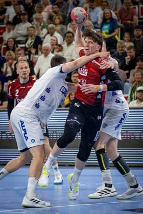 DAIKIN HBL SG Flensburg Handewitt vs TBV Lemgo Lippe 09 05 26 Lasse Kjaer Moller Nr 64, SG Flensburg Handewitt in attack DAIKIN HBL SG Flensburg Handewitt vs TBV Lemgo Lippe, GP JOULE Arena on 09 05 26 Copyright: xBEAUTIFULxSPORTS MarioxM.xKobergx