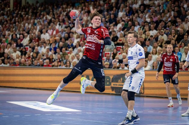 DAIKIN HBL SG Flensburg Handewitt vs TBV Lemgo Lippe 09 05 26 Lasse Kjaer Moller Nr 64, SG Flensburg Handewitt in attack DAIKIN HBL SG Flensburg Handewitt vs TBV Lemgo Lippe, GP JOULE Arena on 09 05 26 Copyright: xBEAUTIFULxSPORTS MarioxM.xKobergx