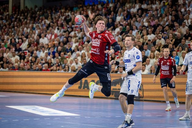 DAIKIN HBL SG Flensburg Handewitt vs TBV Lemgo Lippe 09 05 26 Lasse Kjaer Moller Nr 64, SG Flensburg Handewitt in attack DAIKIN HBL SG Flensburg Handewitt vs TBV Lemgo Lippe, GP JOULE Arena on 09 05 26 Copyright: xBEAUTIFULxSPORTS MarioxM.xKobergx