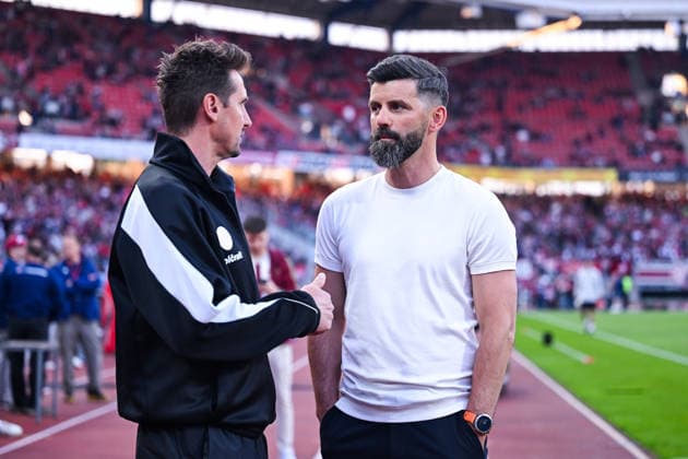09 05 2026, Football, 2 Bundesliga, Season 2025 2026, Matchday 32, 1 FC Nürnberg FC Schalke 04, Coach Miroslav Klose, Coach Miron Muslic FC Schalke 04 xRHR PHOTO YYx Copyright: KROEGER RHR-FOTOx RHR-FOTO YY