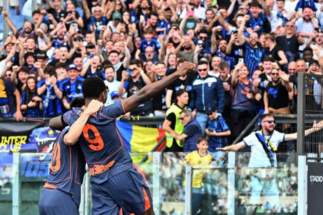 CALCIO - Serie A - SS Lazio vs Inter - FC Internazionale Photo by IPA ABACAPRESS.COM84518893 - Lautaro Martinez and Marcus Thruam celebrate during the Serie A Enilive match between SS Lazio and Inter Milan at Stadio Olimpico on May 09, 2026 in Rome, Italy. Rome Italy  Copyright: xIPAxSport ABACAx