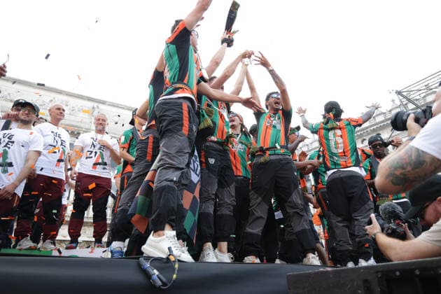 May 9, 2026, Venezia, Italy, Italy: Celebrations by Venezia FC and its fans after winning the Serie BKT championship and securing promotion to Serie A on 9 May, 2026, Venezia, Italy Venezia Italy - ZUMAr199 20260509_zsp_r199_212 Copyright: xMattiaxRadonix
