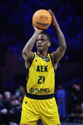 May 9, 2026, Badalona, Barcelona, Spain: James Nunnally of AEK BC in action during the Final Four Basketball Champions League Final basketball match played between AEK BC and Rytas Vilnius at Palau Olimpic Badalona on May 09, 2026 in Badalona, Barcelona, Spain. Badalona Spain - ZUMAa181 20260509_zaa_a181_400 Copyright: xJavierxBorregox