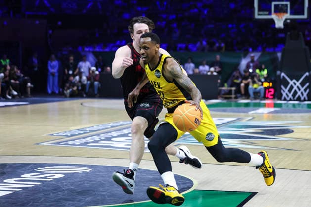 May 9, 2026, Badalona, Barcelona, Spain: James Nunnally of AEK BC in action during the Final Four Basketball Champions League Final basketball match played between AEK BC and Rytas Vilnius at Palau Olimpic Badalona on May 09, 2026 in Badalona, Barcelona, Spain. AEK BC V Rytas Vilnius - Final Four Basketball Champions League - Badalona 2026 Final  - ZUMAa181 20260509_zaa_a181_402 Copyright: xJavierxBorregox