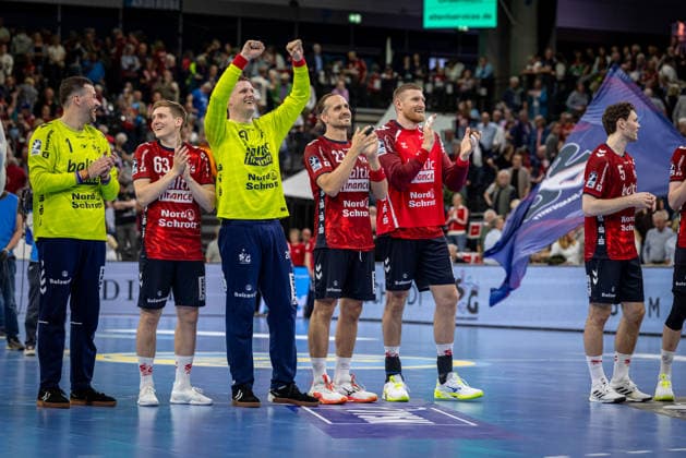 DAIKIN HBL SG Flensburg Handewitt vs TBV Lemgo Lippe 09 05 26 Cheering after victory Team SG Flensburg Handewitt DAIKIN HBL SG Flensburg Handewitt vs TBV Lemgo Lippe, GP JOULE Arena on 09 05 26 Copyright: xBEAUTIFULxSPORTS MarioxM.xKobergx